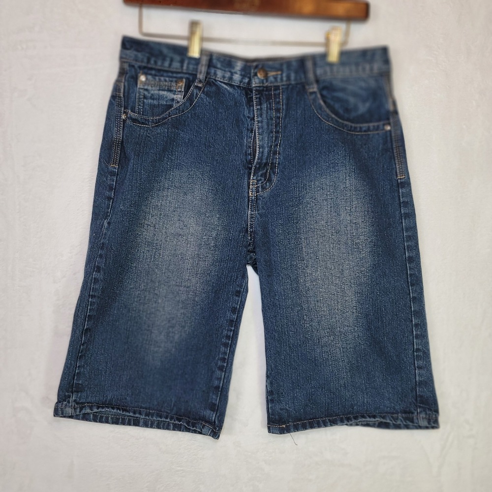 Jean Station Y2K Jorts Shorts Blue Denim Bermuda Retro Casual Summer Size 18